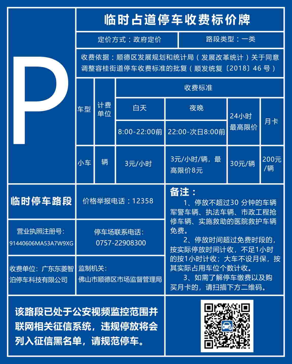 一类区域收费价格表